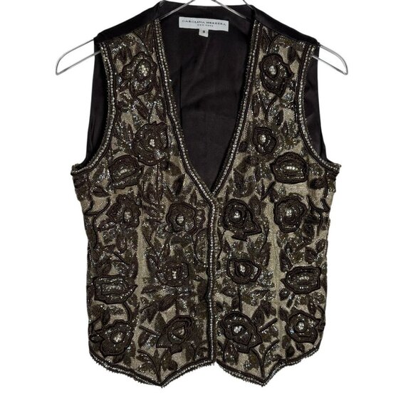 Carolina Herrera Runway silk heavily beaded Vest Top womens size 8 Vintage - Picture 5 of 10